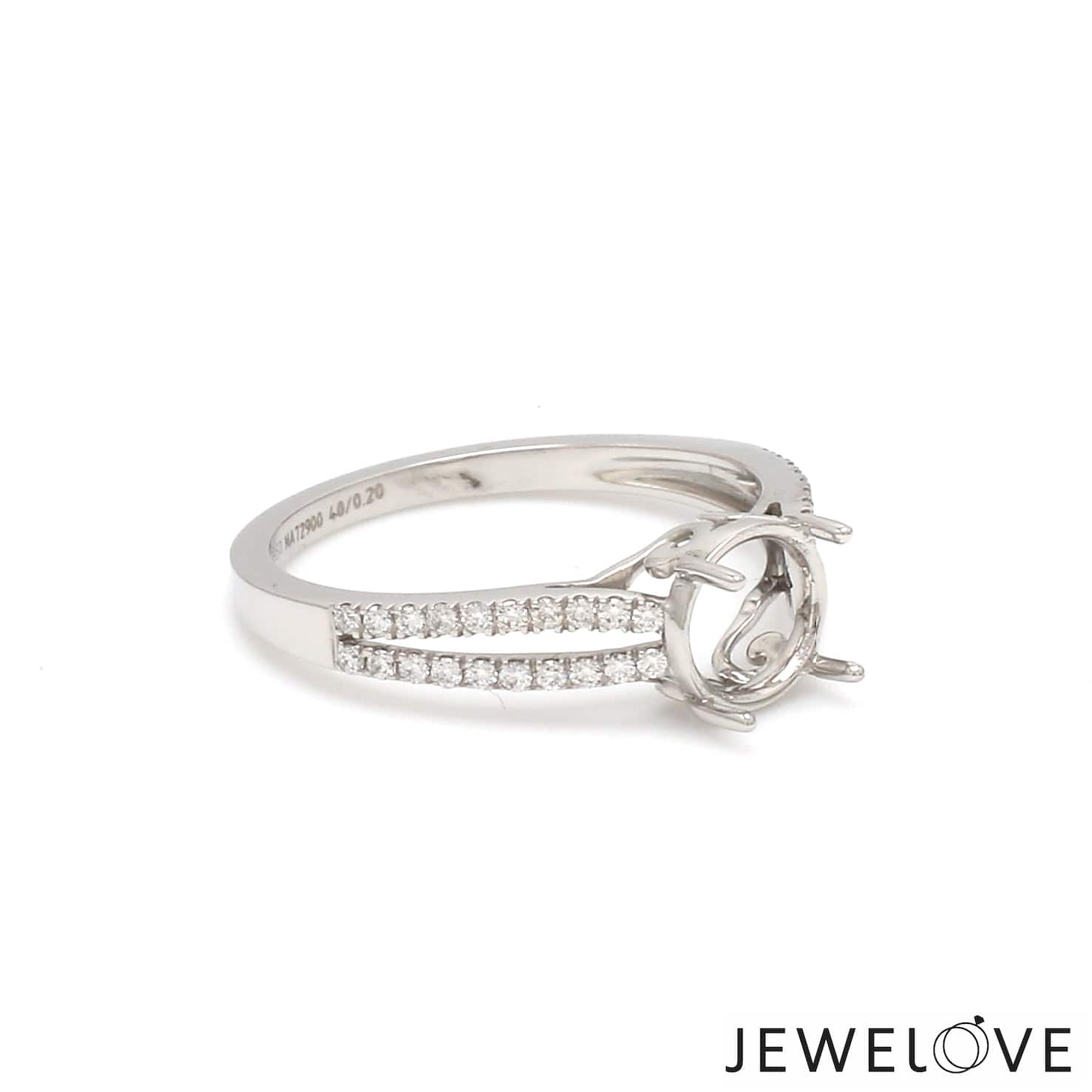 Jewelove™ Rings Women's Band only / SI IJ Platinum Diamond Split Shank Mounting Ring JL PT 1217-M