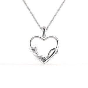 Jewelove™ Pendants Platinum Diamonds Cat & Heart Pendant for Women JL PT P 1278