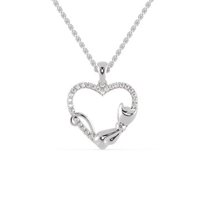 Jewelove™ Pendants SI IJ Platinum Diamonds Cat & Heart Pendant for Women JL PT P 1278