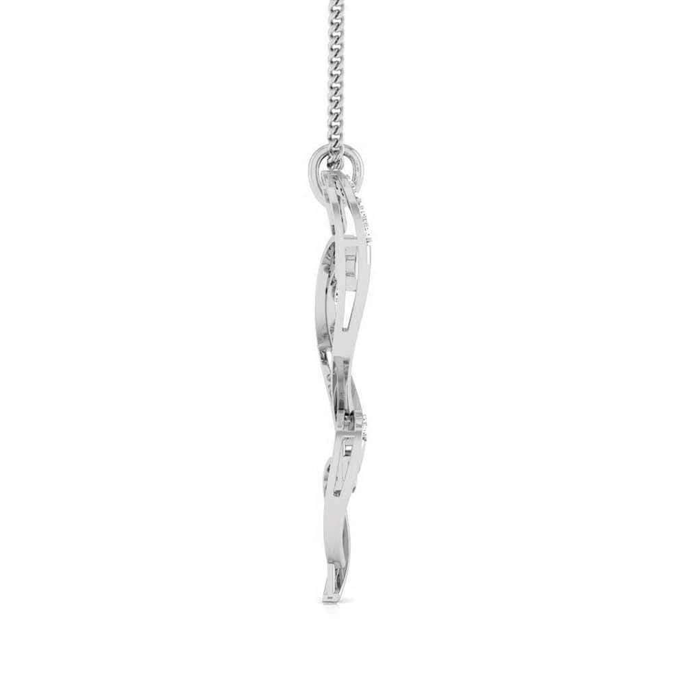 Side View of Platinum Double Heart Pendant with Diamonds JL PT P 8078