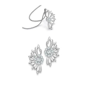 Platinum Earrings Flower Studs Pendant Set SJ PTO E 119