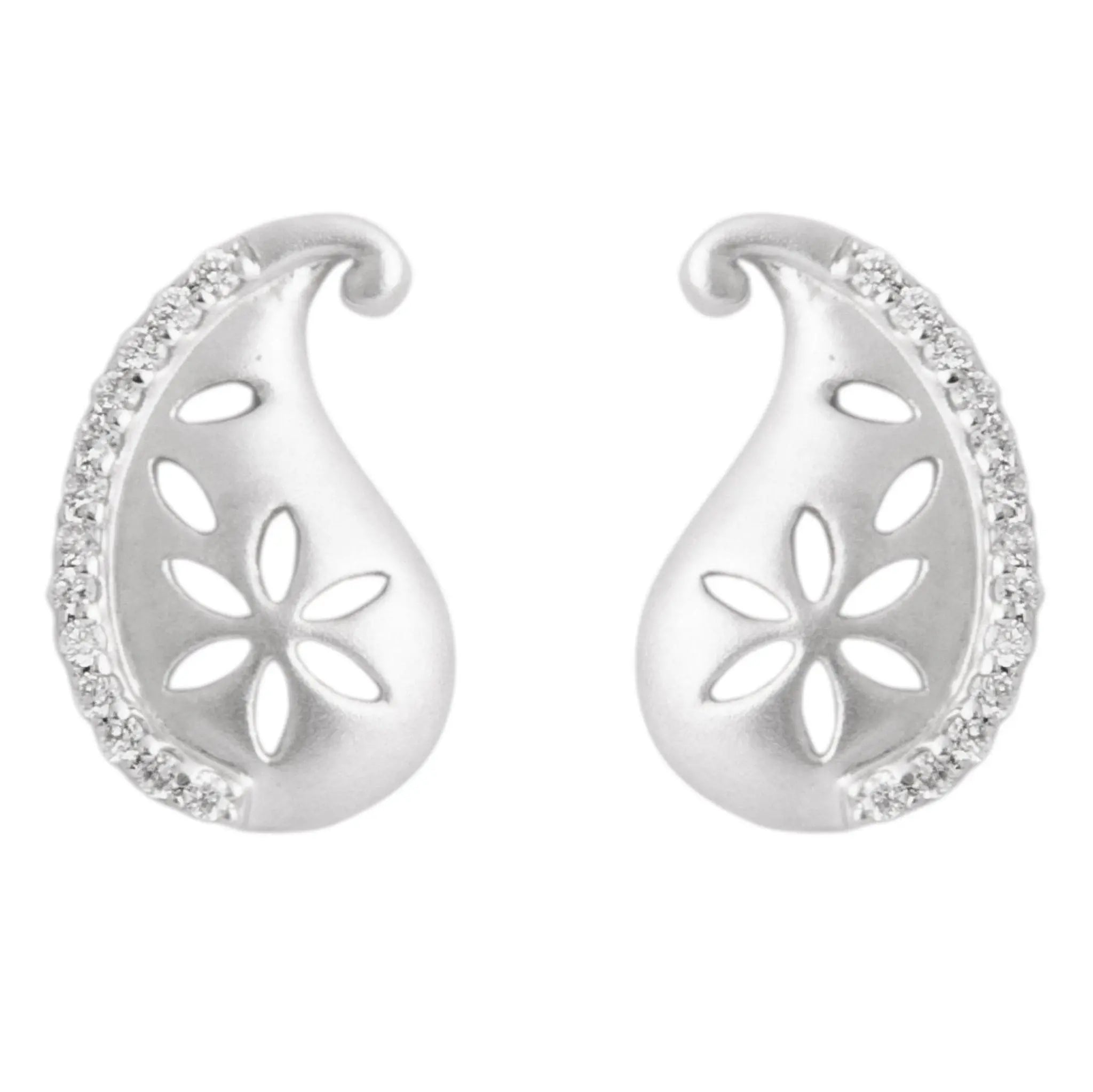 Platinum Diamond Earrings in India - Super Sale - Flowers Dotted With Dew Of Diamonds SJ PTO E 155