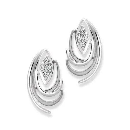 Platinum Earrings with Curvilinear Design SJ PTO E 115 - Suranas Jewelove
