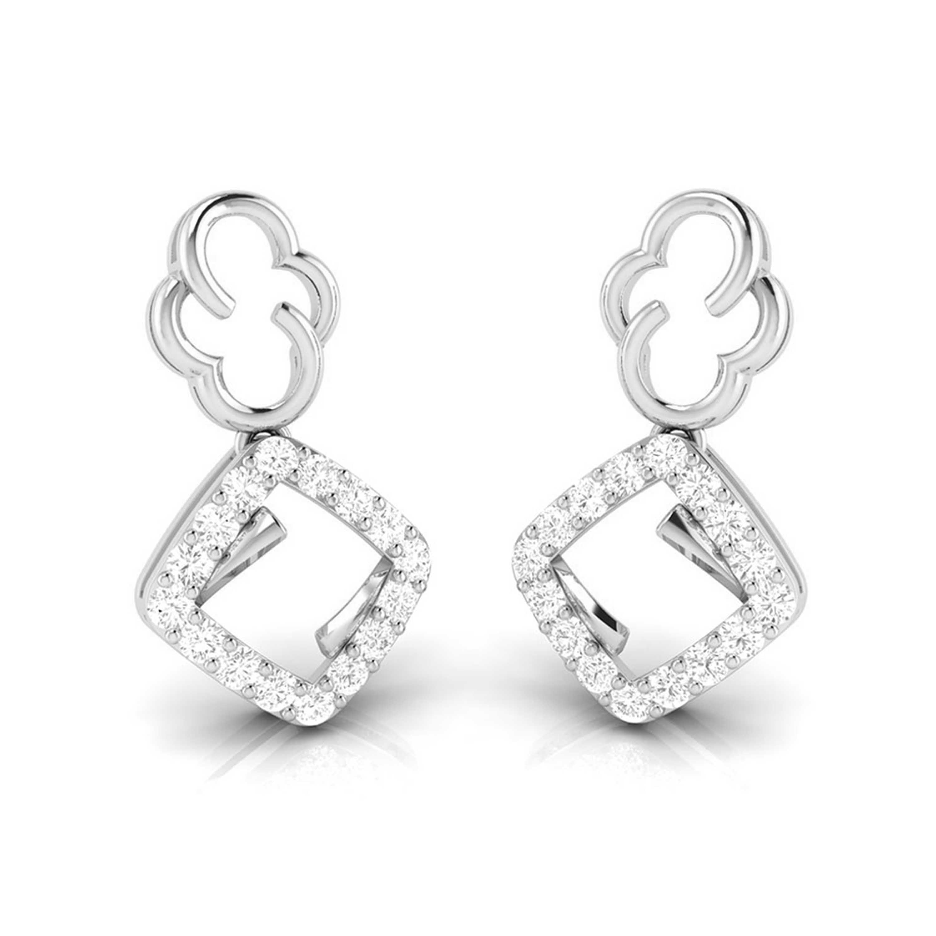 Buy Platinum Plated Square White Pearl Drop Earrings online from Karat Cart