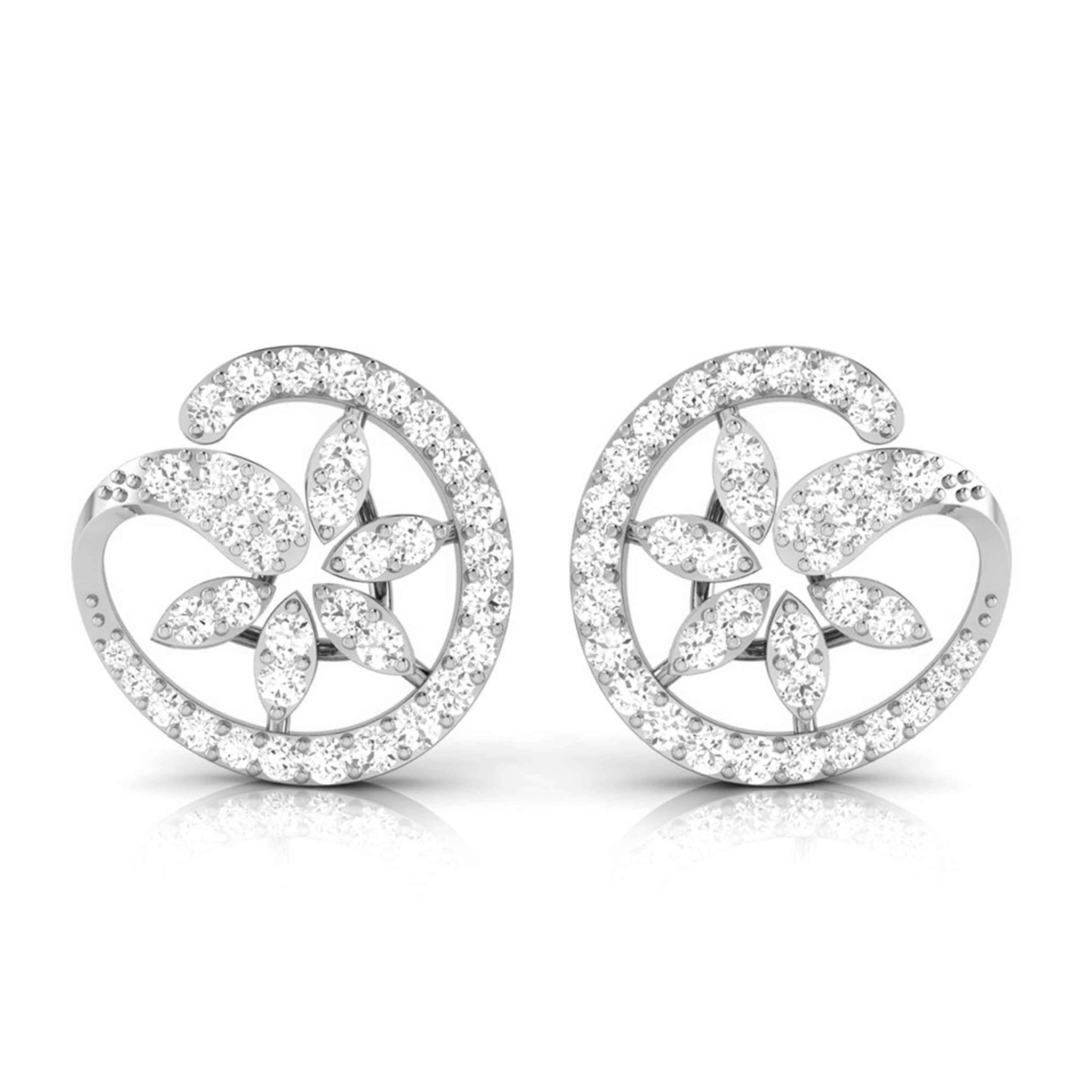 Jewelove™ Earrings SI IJ Platinum Earrings with Diamonds JL PT E ST 2250