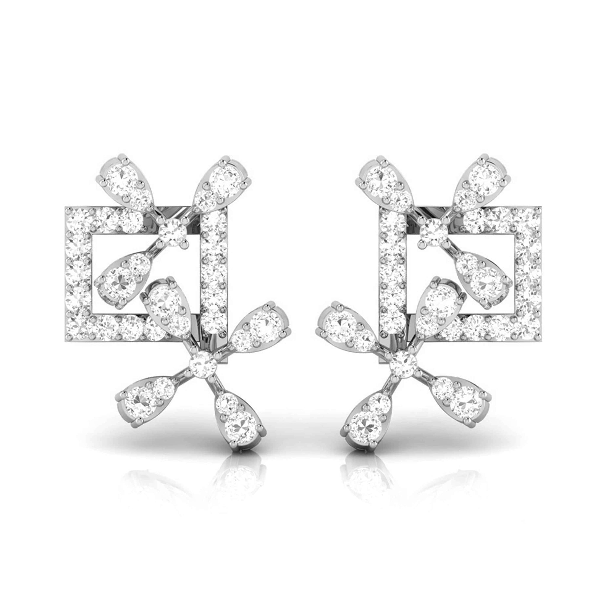 Jewelove™ Earrings SI IJ Platinum Earrings with Diamonds JL PT E ST 2257