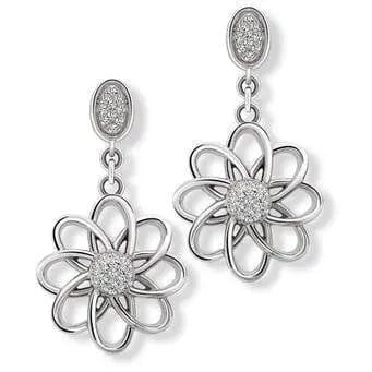 Platinum Earrings with Hanging Flower SJ PTO E 149 - Suranas Jewelove
