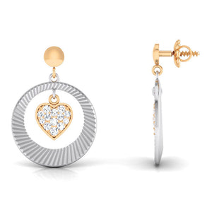 Jewelove™ Earrings Platinum Earrings with Heart of Rose Gold set with Diamonds JL PT E 8113