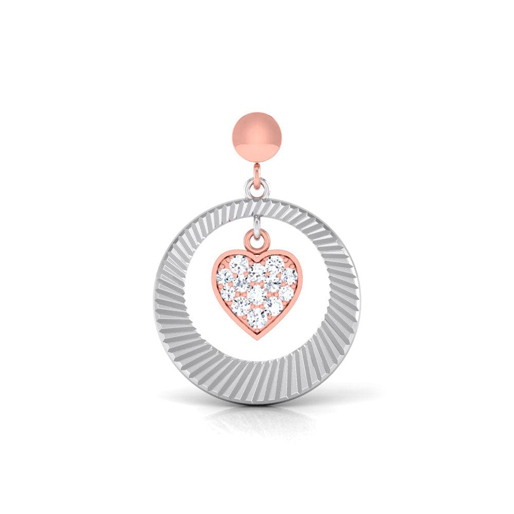 Jewelove™ Earrings Platinum Earrings with Heart of Rose Gold set with Diamonds JL PT E 8113