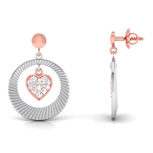 Front Side View of Platinum of Rose Heart & Round Earring with Diamonds JL PT E 8113