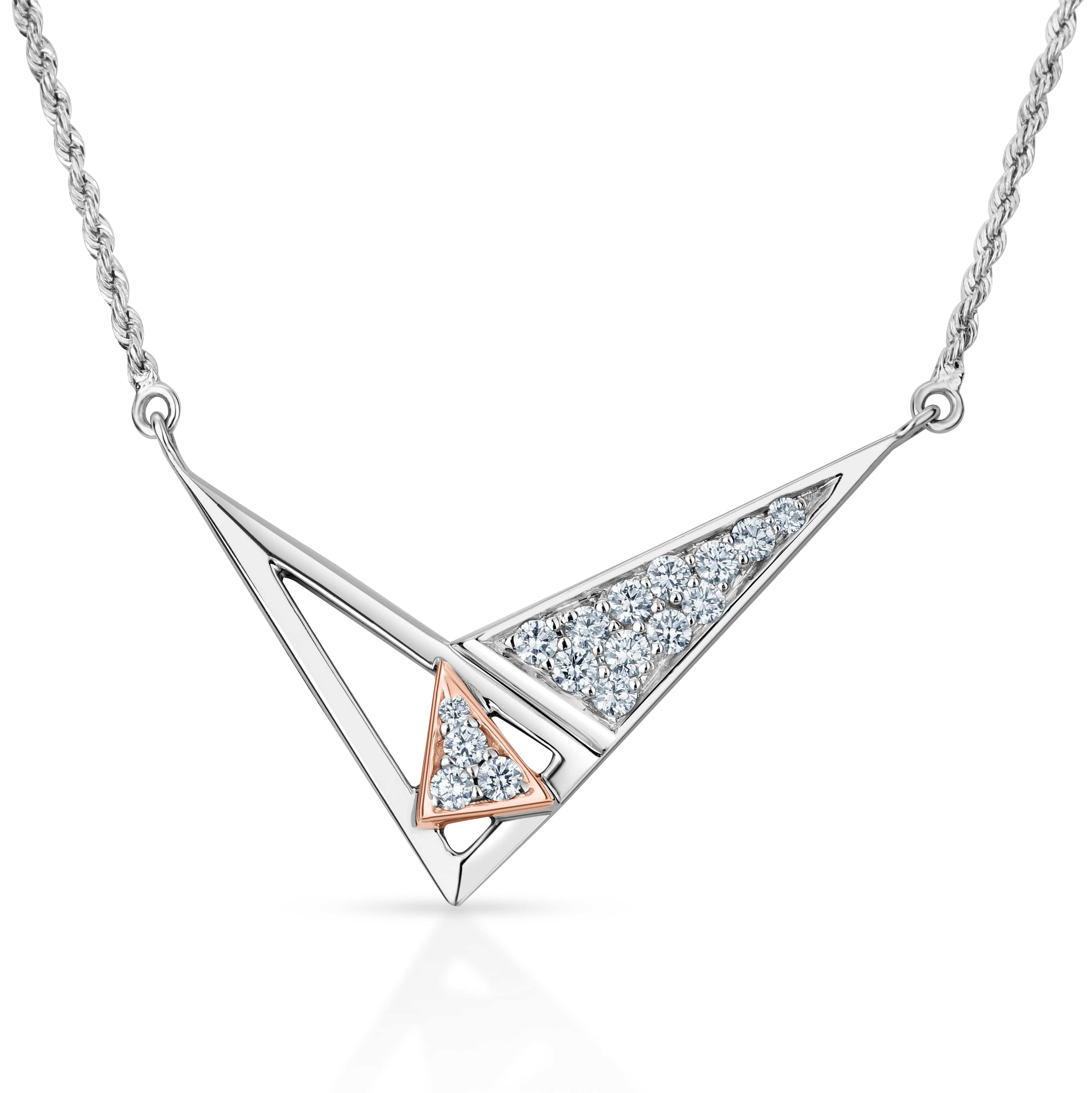 14K White Gold Diamond Triangle Net Necklace P11283W-18 | Moseley Diamond  Showcase Inc | Columbia, SC