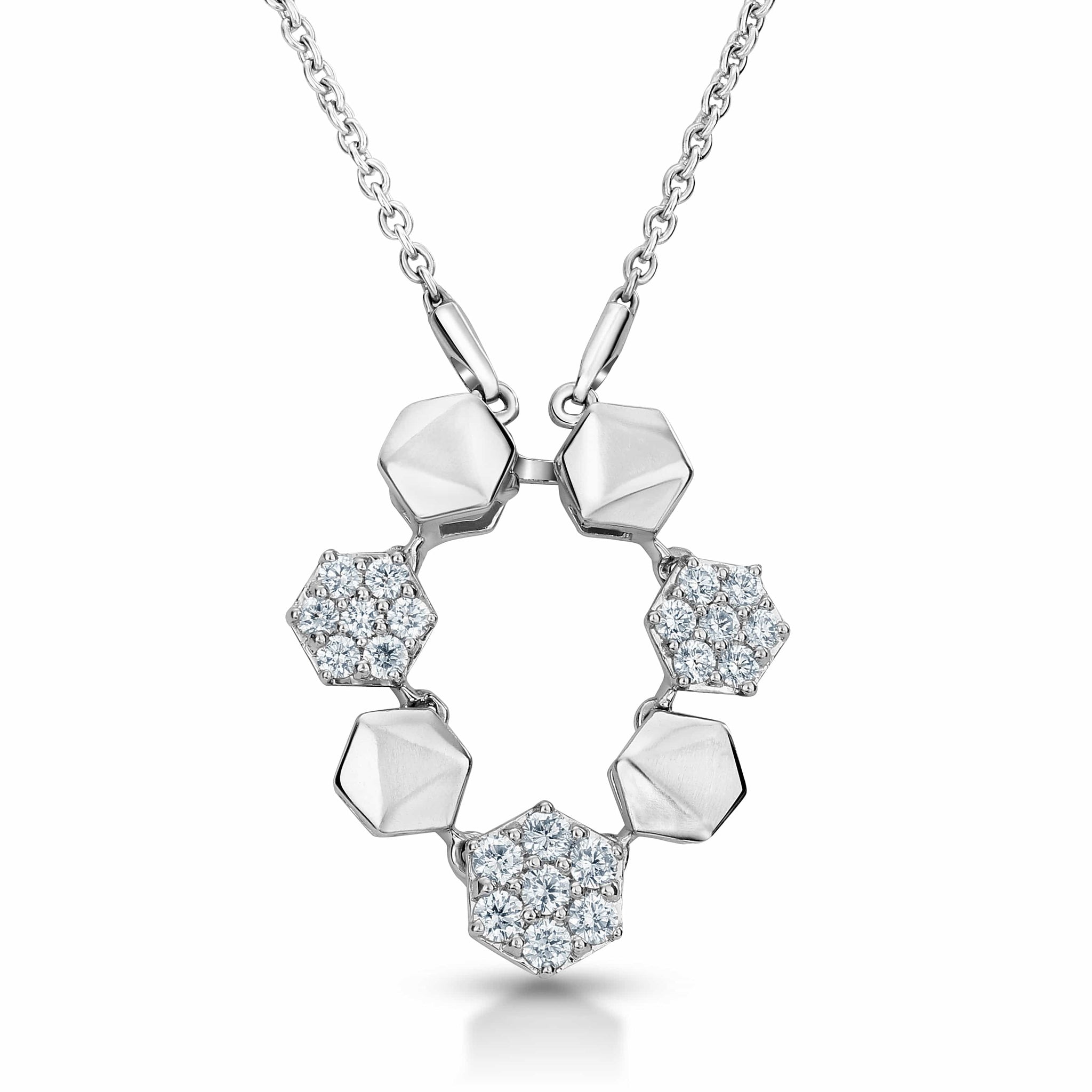 Jewelove™ Pendants Platinum Evara Detachable Hexagonal Necklace JL PT N 179