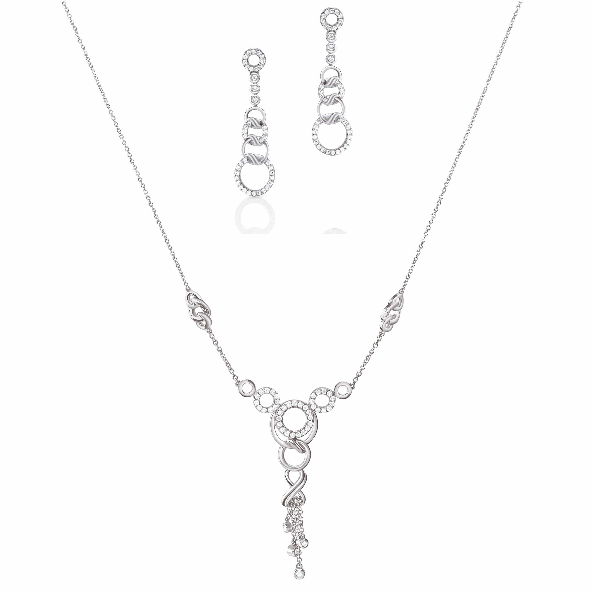 Jewelove™ Necklaces & Pendants Necklace Set Platinum Evara Diamond Necklace & Earrings Set JL PT N 180