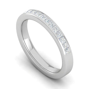 Jewelove™ Rings Platinum Half Eternity Princess cut Diamonds Ring for Women JL PT WB PR 135