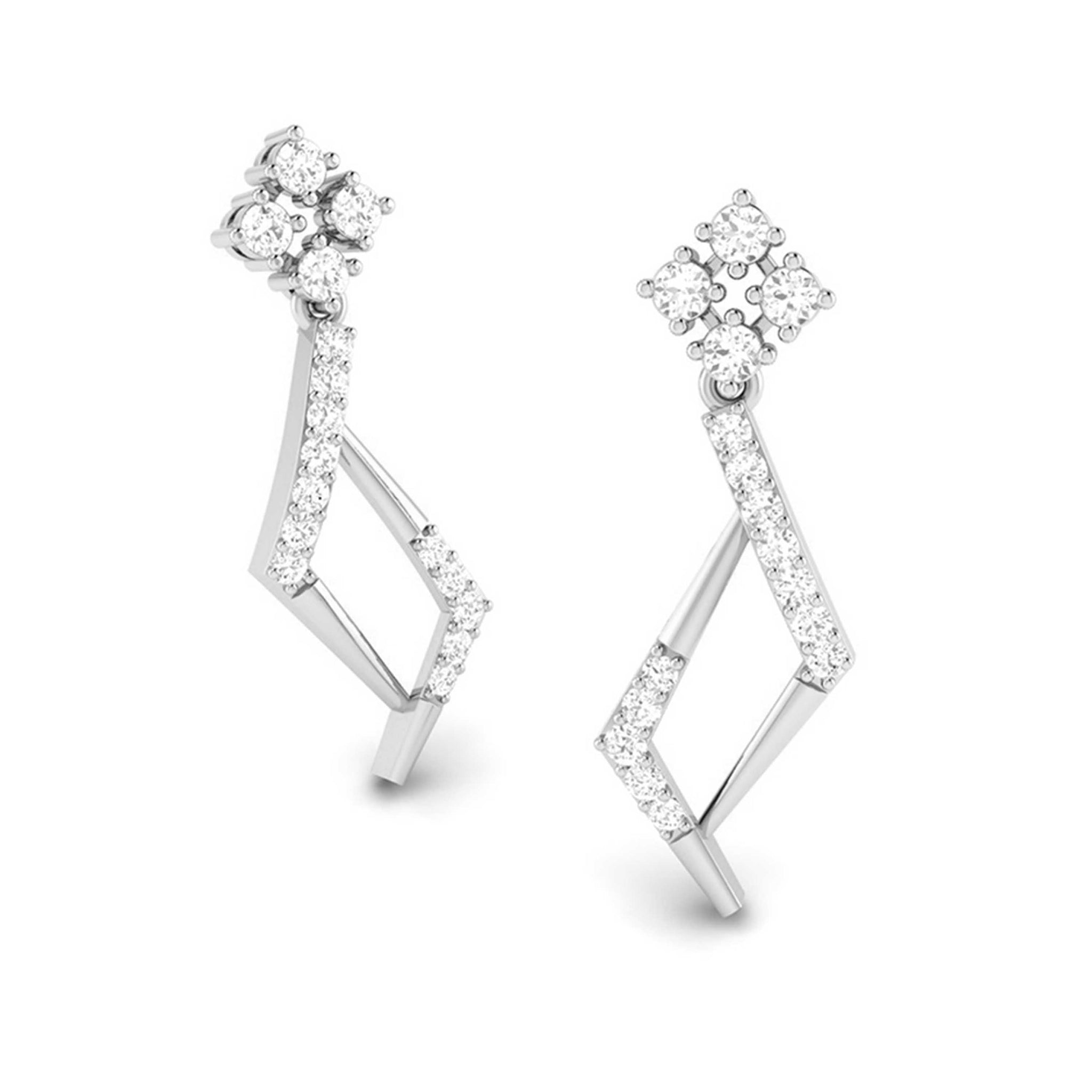 Jewelove™ Earrings Platinum Hanging Clusters Earrings with Diamonds for Women JL PT E N-1