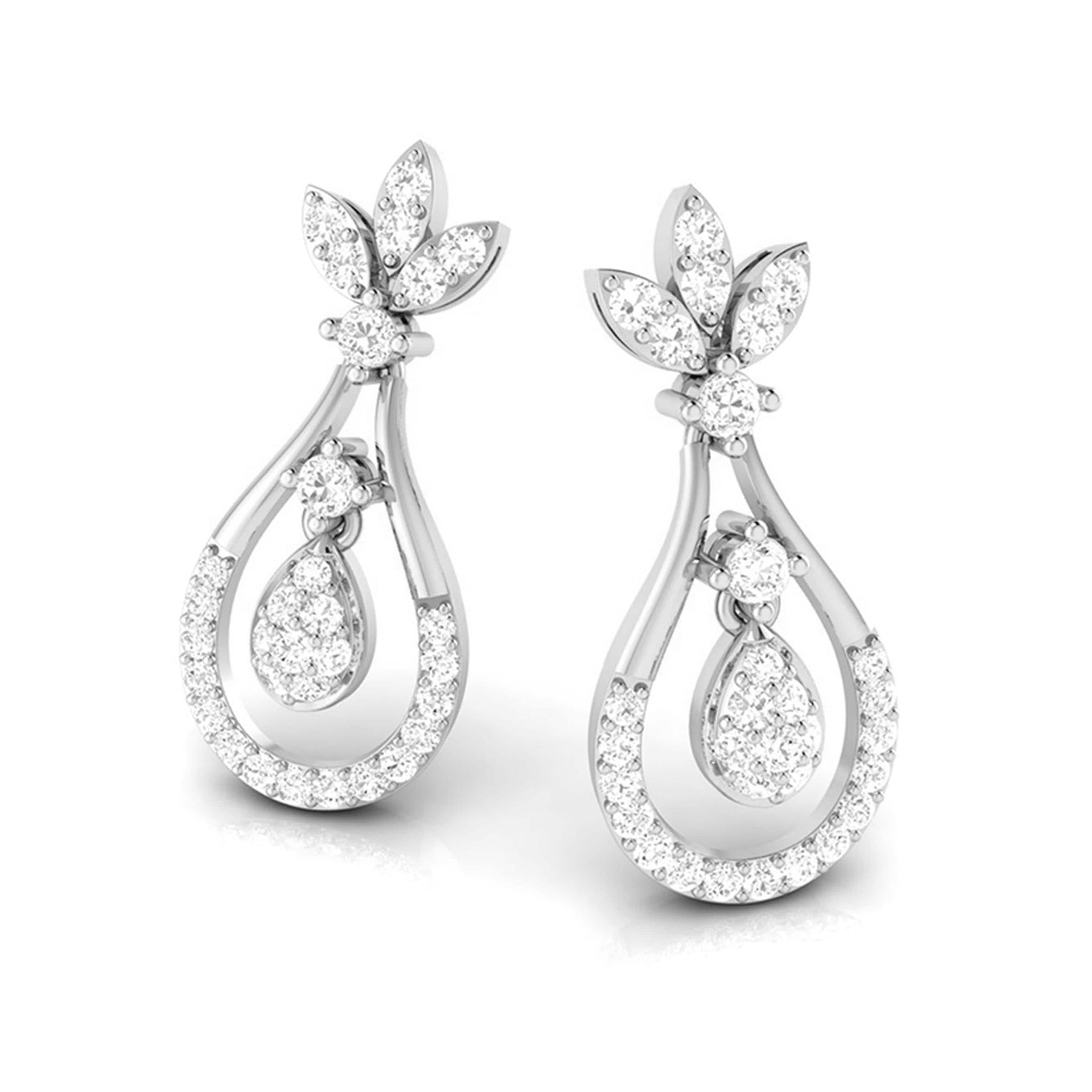 Jewelove™ Earrings Platinum Hanging Clusters Earrings with Diamonds for Women JL PT E N-11