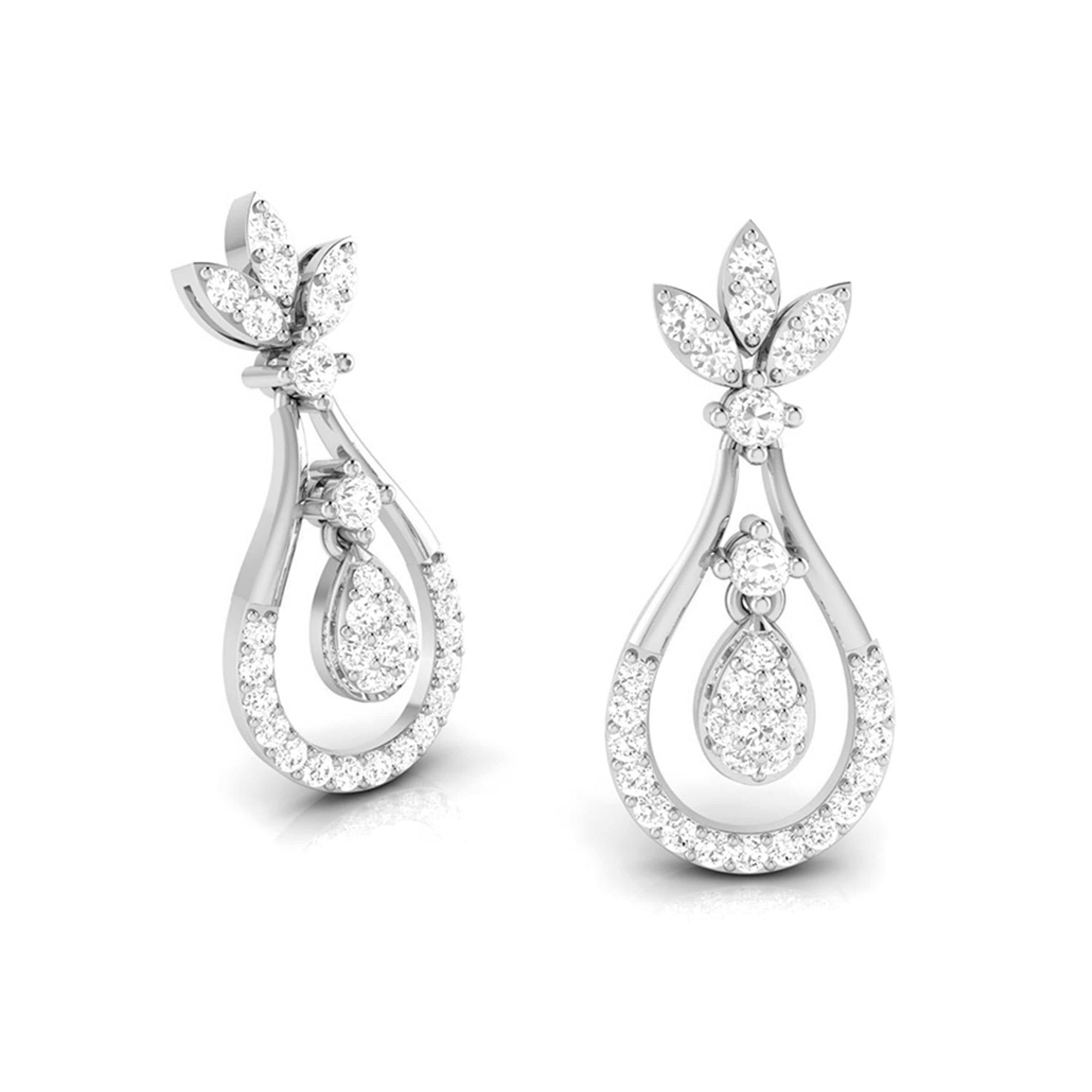 Jewelove™ Earrings Platinum Hanging Clusters Earrings with Diamonds for Women JL PT E N-11