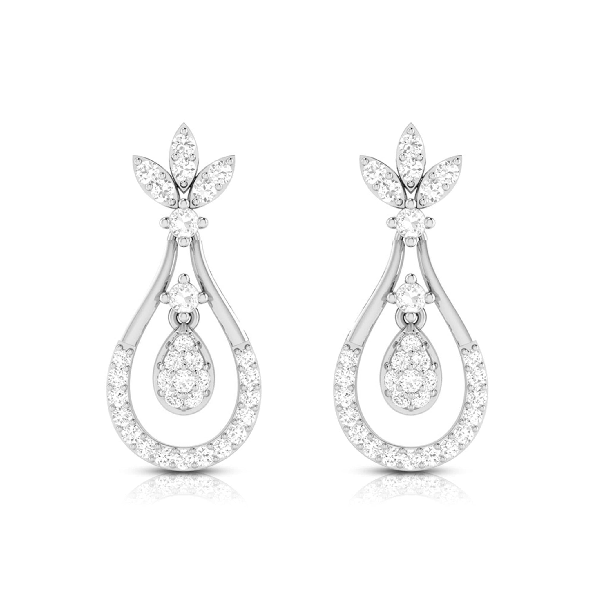 Jewelove™ Earrings SI IJ Platinum Hanging Clusters Earrings with Diamonds for Women JL PT E N-11