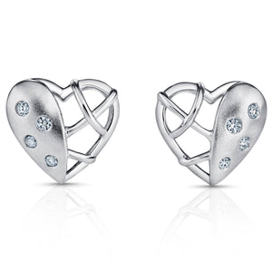 Jewelove™ Earrings SI IJ Platinum Heart Earrings with Diamonds JL PT E 221