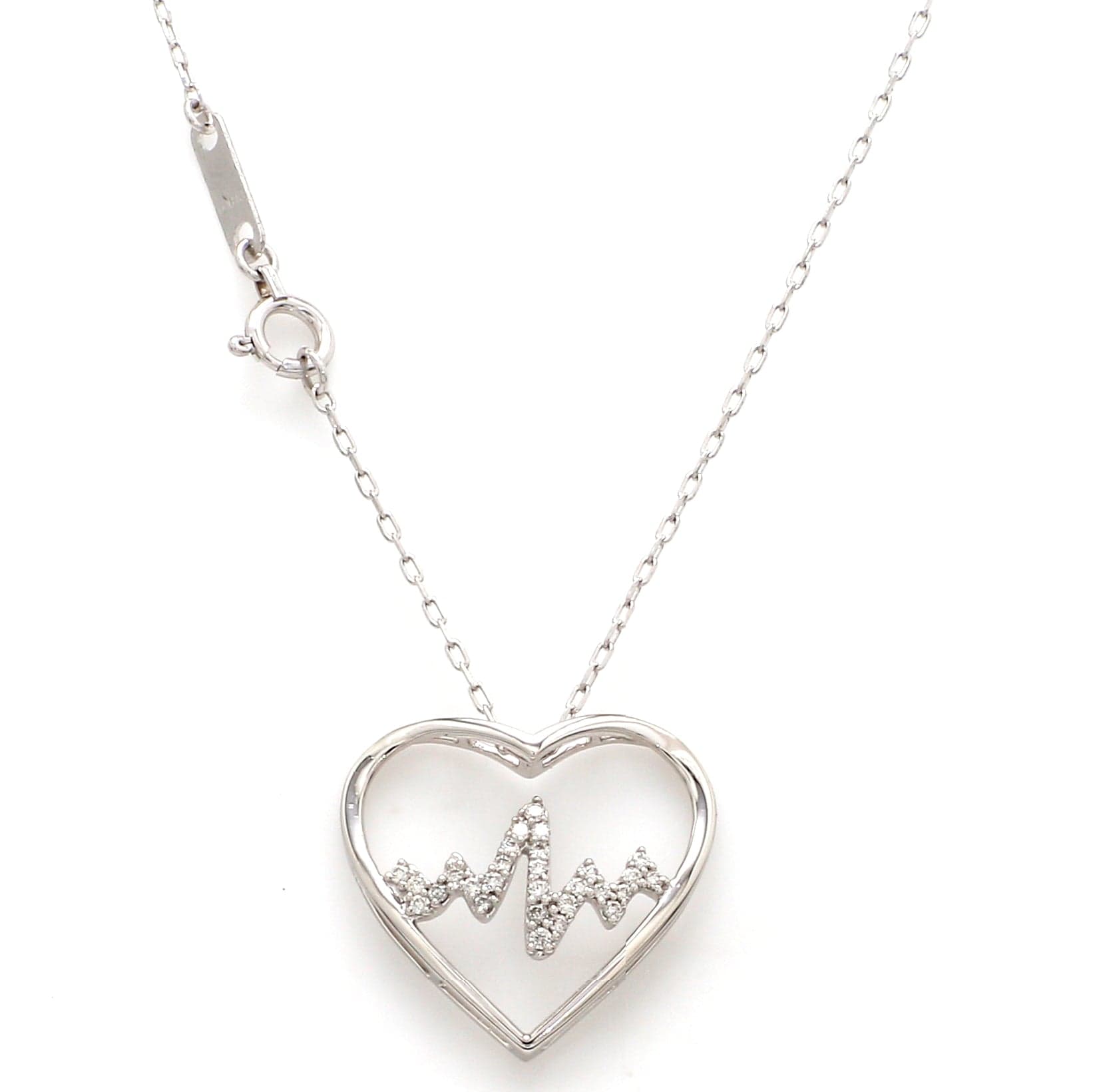 Jewelove™ Pendants Platinum Heart + Heartbeat Pendant with Diamonds JL PT P 8090