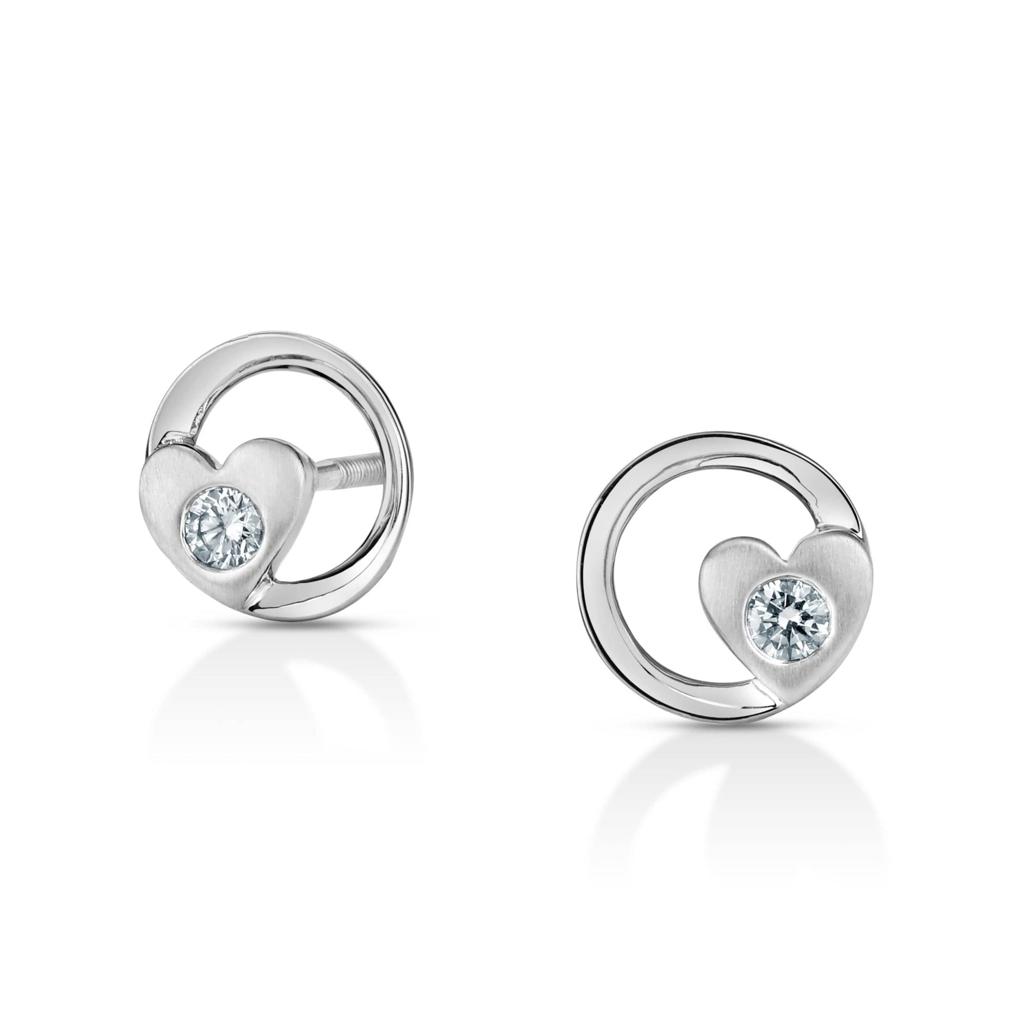 Jewelove™ Earrings Platinum Heart in Circle Diamonds Earrings JL PT E 245