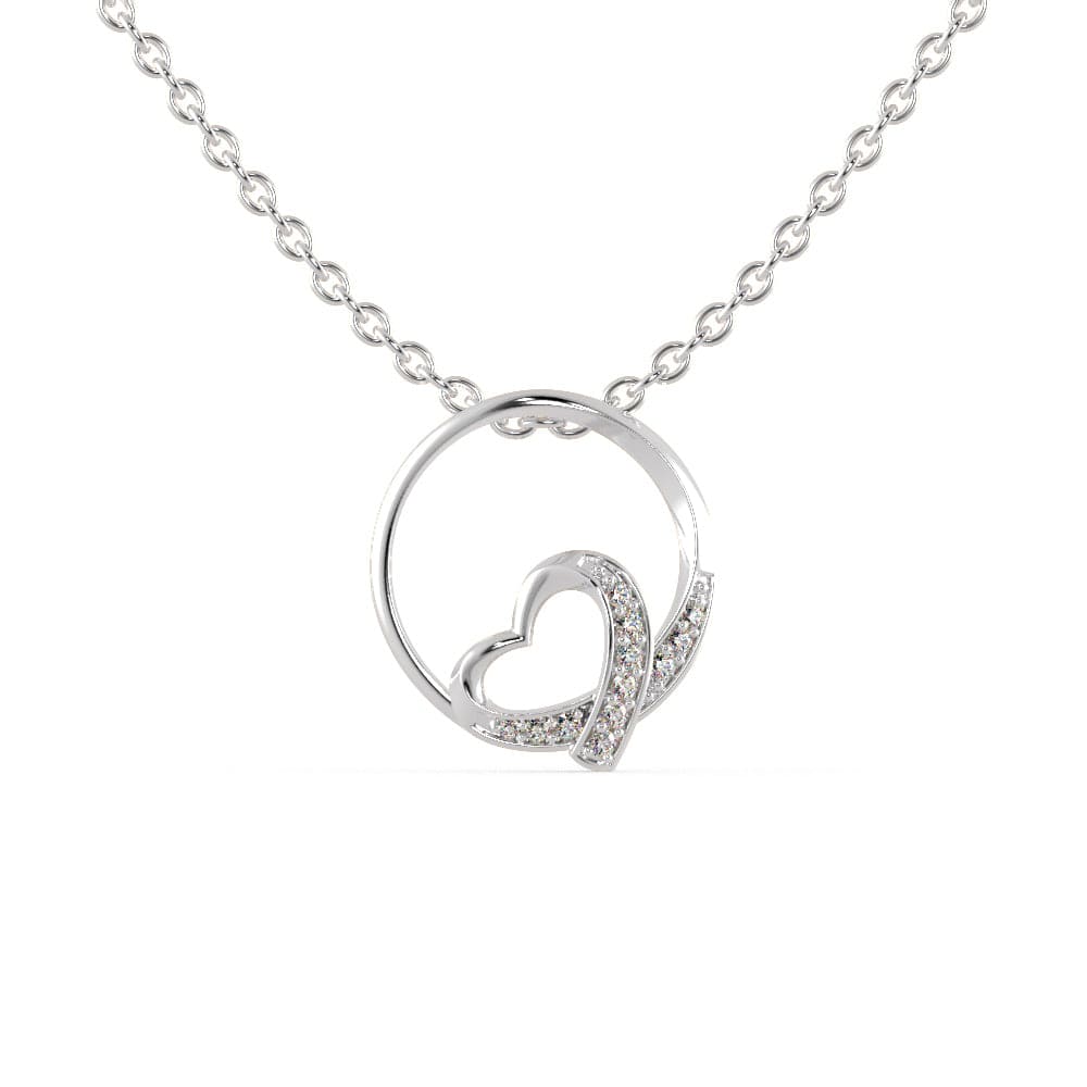 Jewelove™ Pendants SI IJ Platinum Heart in Circle Diamonds Pendant for Women JL PT P 1267