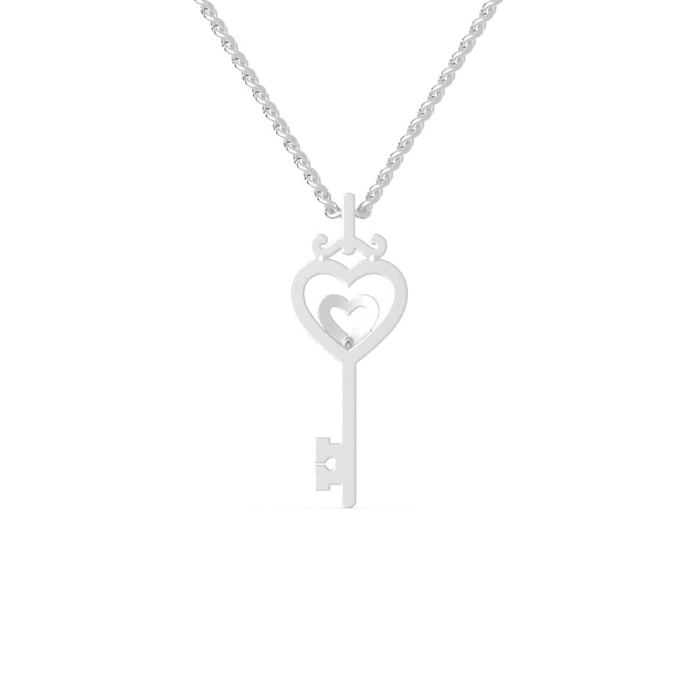 Jewelove™ Pendants Platinum Heart Key Pendant with Diamonds for Women JL PT P 1249