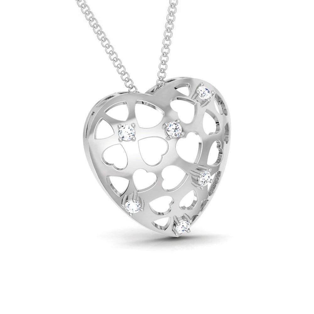 Front Side View of Platinum Love Pendant with Diamonds JL PT P 8184