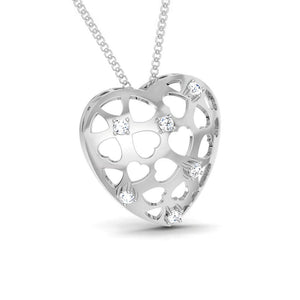 Front Side View of Platinum Love Pendant with Diamonds JL PT P 8184