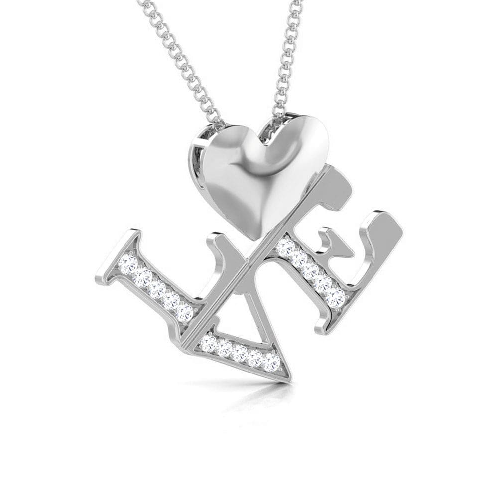 Front Side View of Platinum Infinity Heart Pendant with Diamonds JL PT P 8218