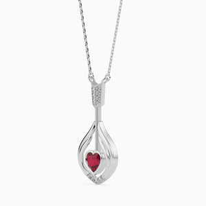 Jewelove™ Pendants Platinum Heart Ruby Pendant with Diamond for Women JL PT P 18005