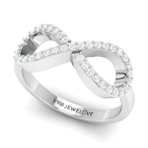 Jewelove™ Rings Women's Band only / SI IJ Platinum Infinity Ring with Diamonds for Women JL PT 968