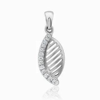 Platinum Leaf Pendant with Diamonds SJ PTO P 115 - Suranas Jewelove
