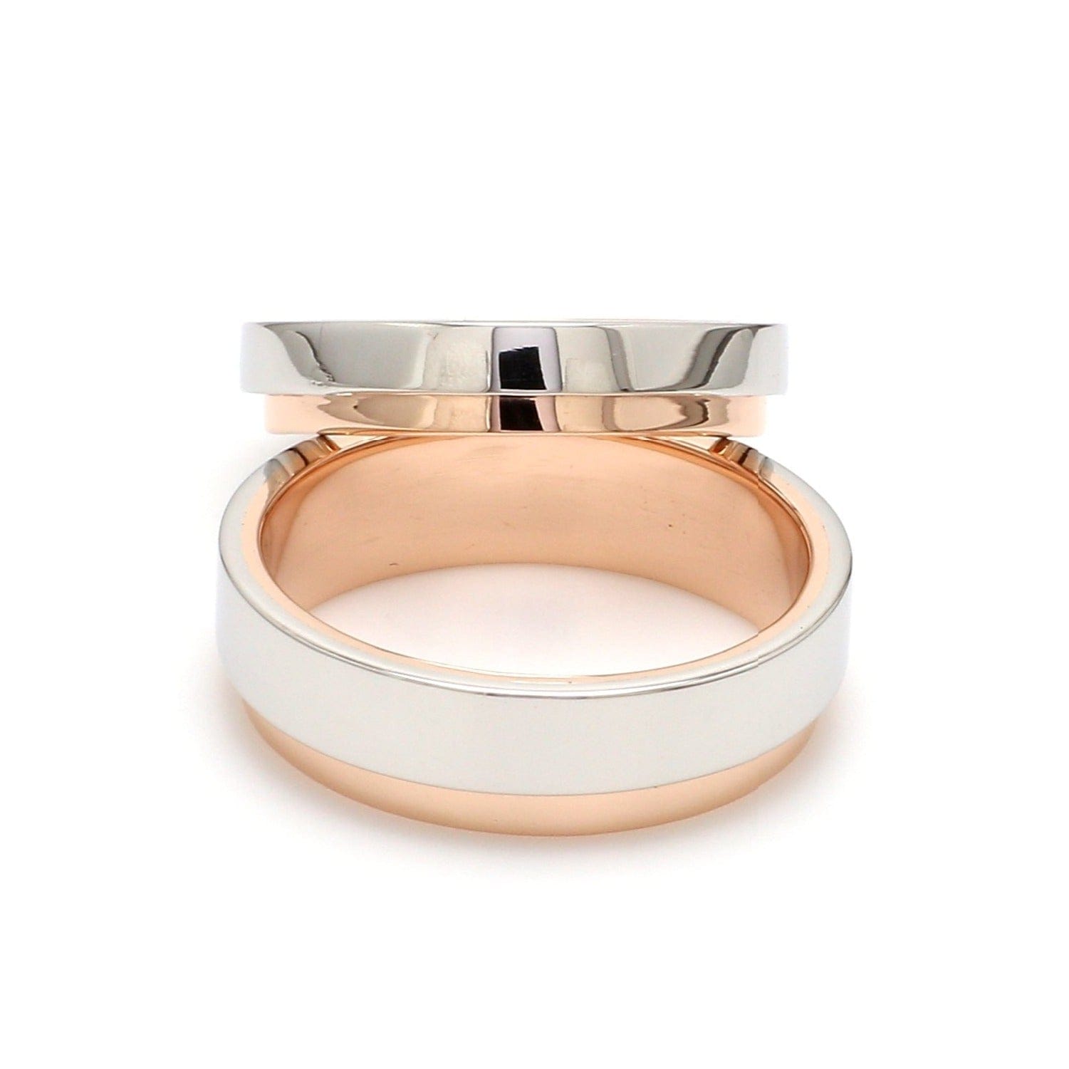 Jewelove™ Rings Platinum Love Bands with Rose Gold Step JL PT 925 - A