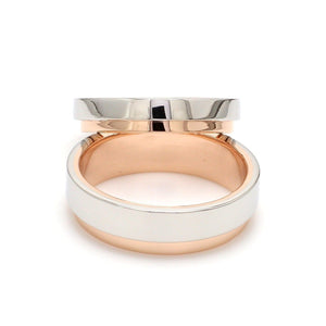 Jewelove™ Rings Platinum Love Bands with Rose Gold Step JL PT 925 - A