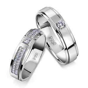 Jewelove™ Rings Both / SI IJ Platinum Love Bands with Sparkling Diamonds JL PT 622