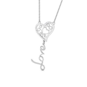 Perspective View of Platinum Heart Love Pendant with Diamonds JL PT P 8085 