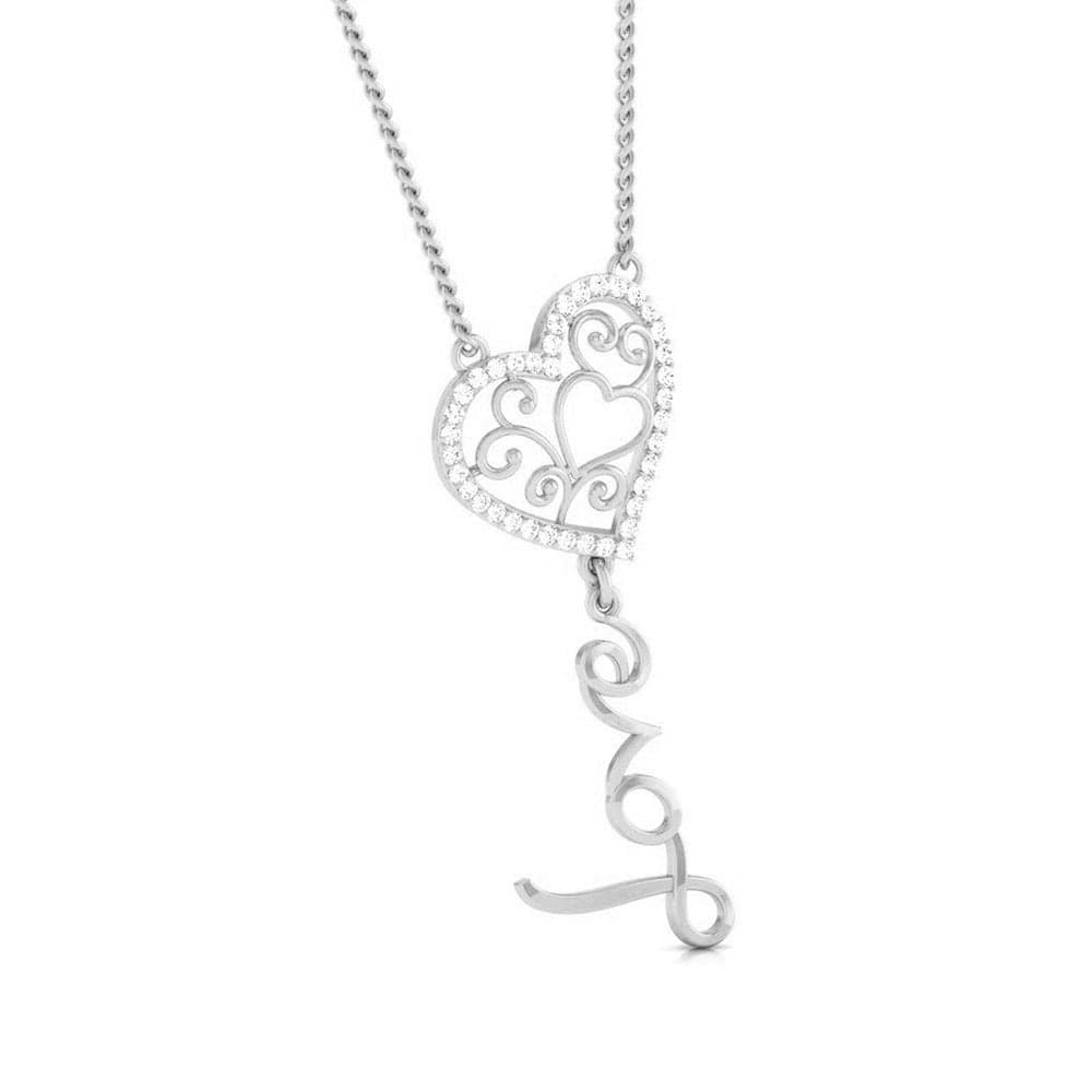 Front Side View of Platinum Heart Love Pendant with Diamonds JL PT P 8085