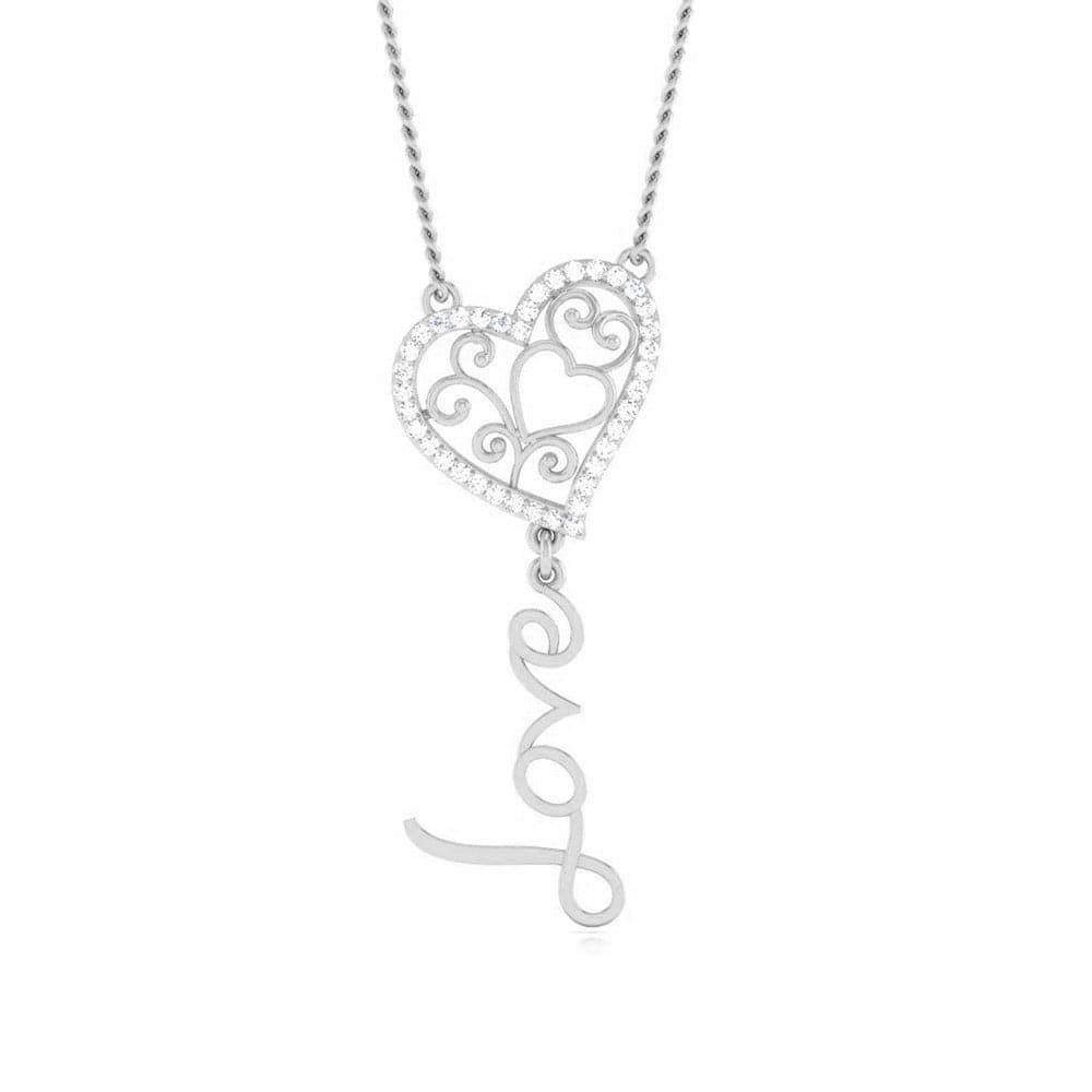 Front View of Platinum Heart Love Pendant with Diamonds JL PT P 8085