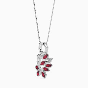 Jewelove™ Pendants Platinum Marquise Ruby Pendant with Diamond for Women JL PT P 18031