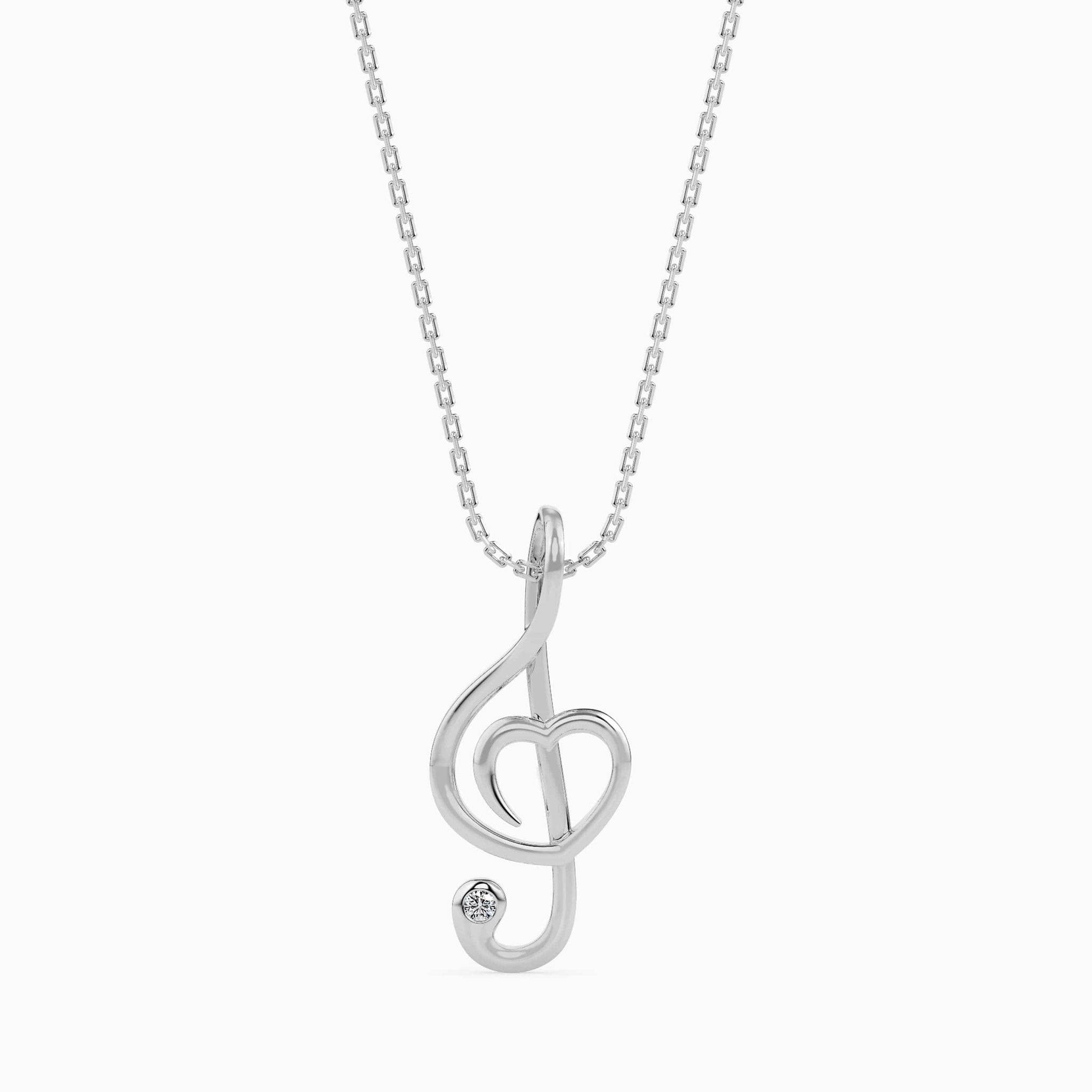 Jewelove™ Pendants SI IJ Platinum Musical Note & Pendant for Women JL PT P 18019