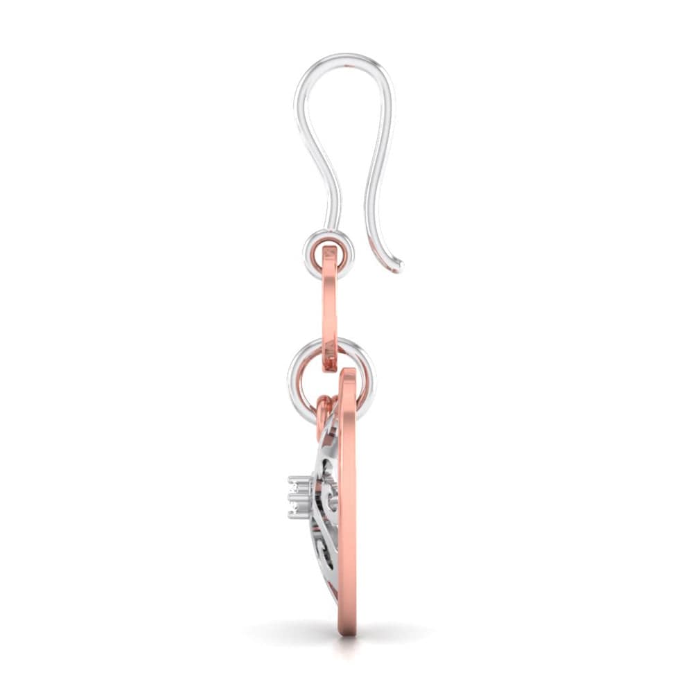 Side View of Platinum of Rose  Heart  Earring with Diamonds JL PT E 8230