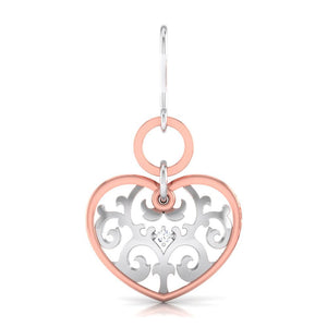 Front View of Platinum of Rose  Heart  Earring with Diamonds JL PT E 8230