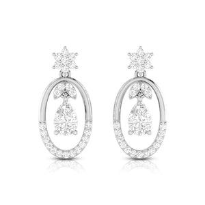 Jewelove™ Earrings SI IJ Platinum Oval Shape Earrings with Diamonds for Women JL PT E N-43