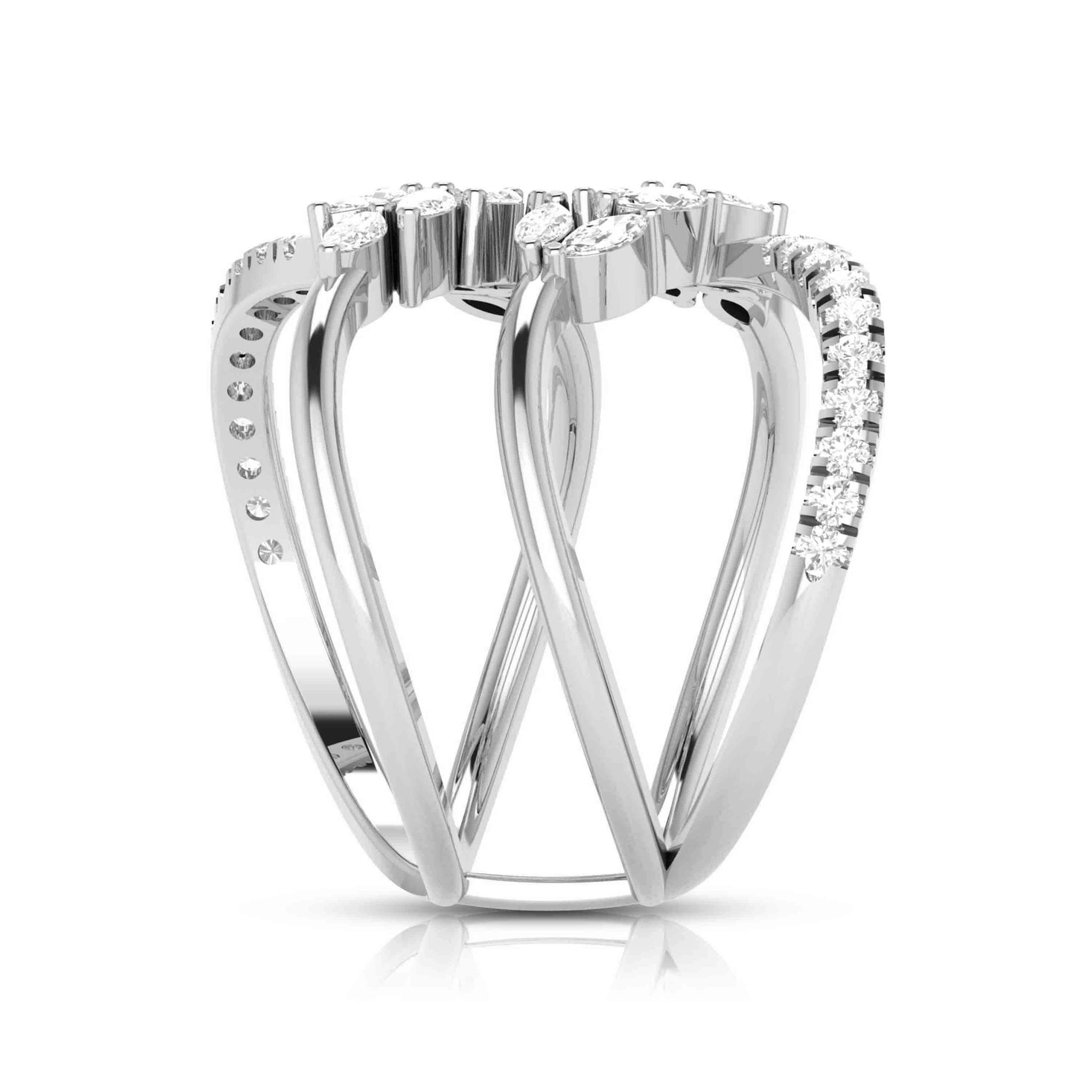 Jewelove™ Rings VS GH / Women's Band only Platinum Pear Marquise Ring with Diamonds for Women JL PT DM 0050