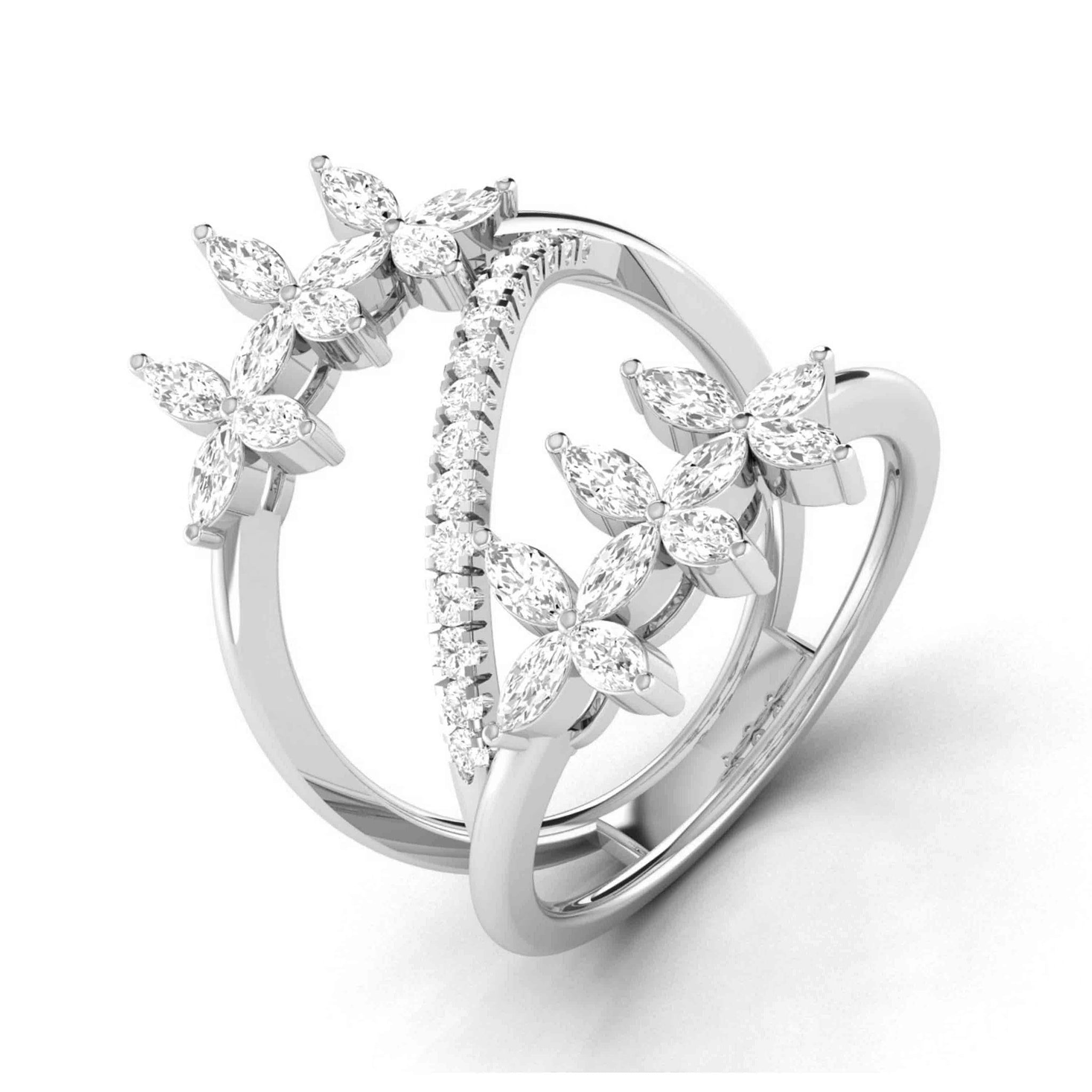 Jewelove™ Rings VS GH / Women's Band only Platinum Pear Marquise Ring with Diamonds for Women JL PT DM 0054-A