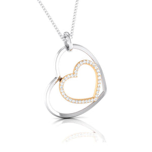 Jewelove™ Pendants Platinum Pendant with a Diamond Studded Rose Gold Heart JL PT P 8107