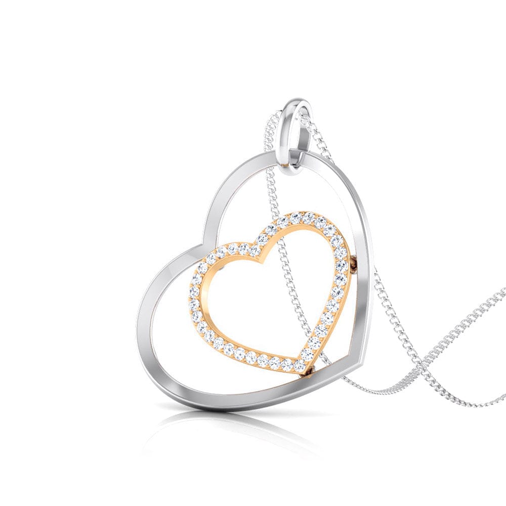 Jewelove™ Pendants SI IJ / Yellow Gold Platinum Pendant with a Diamond Studded Rose Gold Heart JL PT P 8107