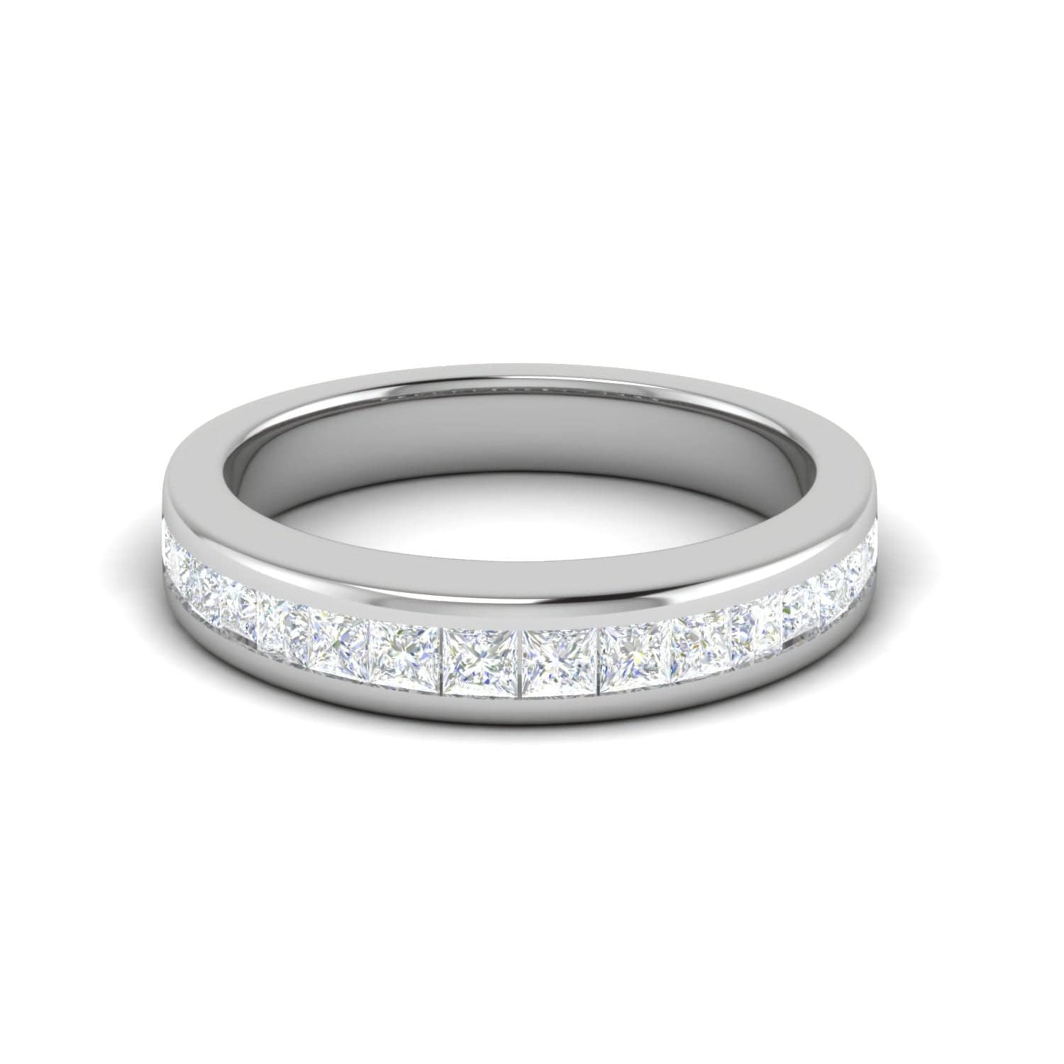 Jewelove™ Rings Women's Band only / SI IJ Platinum Princess cut Diamonds Half Eternity Ring for Women JL PT WB PR 150