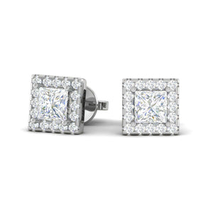 Jewelove™ Earrings VS I Platinum Princess Cut Solitaire Diamonds Earrings JL PT E SE RD 108